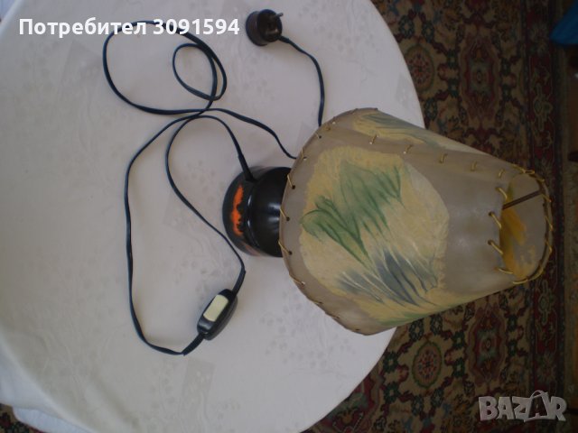 стара керамична лампа със рисуван абажур , снимка 10 - Антикварни и старинни предмети - 39776863