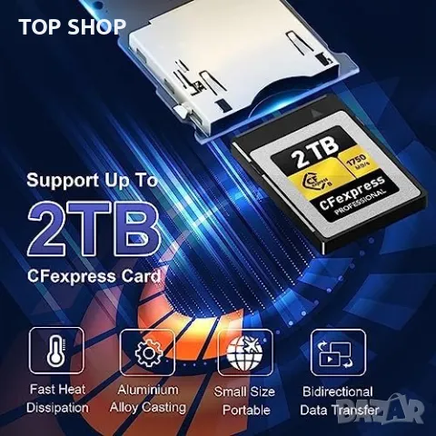 Нов Адаптер за Четец на карти CFexpress тип B, USB 3.2 Хъб Докинг станция, снимка 6 - Друга електроника - 49321409