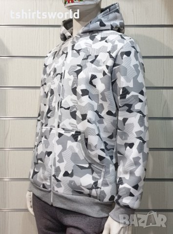 Нов мъжки камуфлажен суичър с цип и качулка, снимка 15 - Суичъри - 35565161