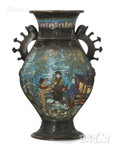 Японска бронзова ваза от 19век оригинал. . , снимка 4 - Антикварни и старинни предмети - 53099122