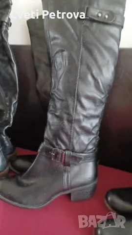 страхотни дамски ботуши черни,червени и бели  номер 39-40 дължина на стелката 25см-25.5см, снимка 4 - Дамски ботуши - 48024368