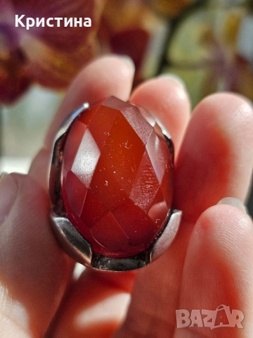 Масивен сребърен пръстен с Карнеол