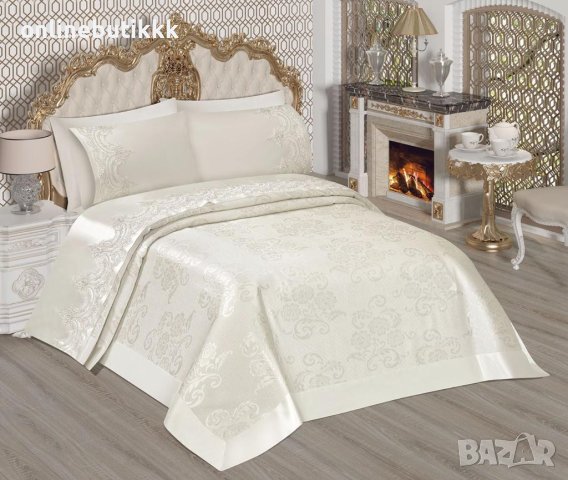 Луксозни покривки за спалня в комплект с долен чаршаф ранфорс , 2 калъфки ранфорс и 2 калъфки сатен, снимка 3 - Покривки за легло - 43006085
