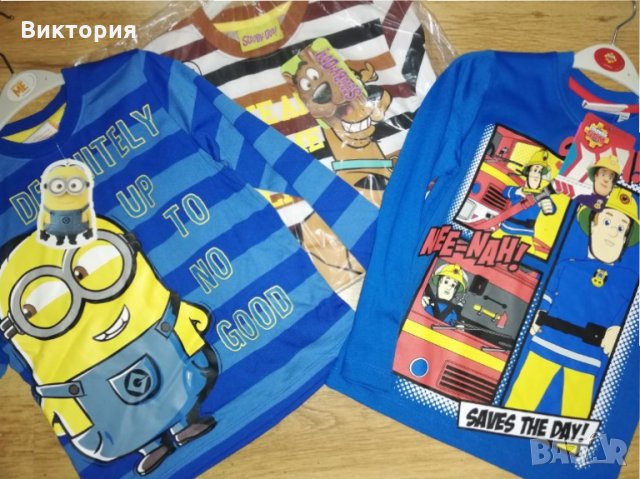  НОви блузки 5-6г. от Англия с миньоните пожарникари... 