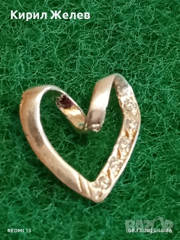 Сребърно колие във формата на сърце с кристали ювелирна изработка 37659