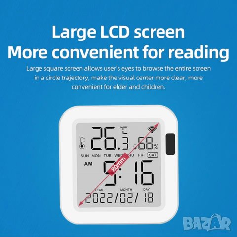 WiFi сензор за температура и влажност с подсветка, снимка 6 - Други стоки за дома - 39690606