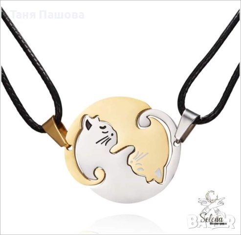 Двойно колие с висулки "Котки", снимка 2 - Колиета, медальони, синджири - 43832736