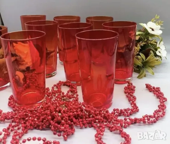 9 бр Чаши цветно стъкло - Франция.