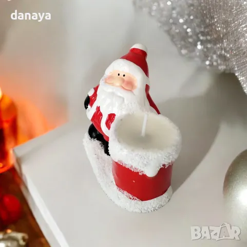 5335 Керамична коледна свещ с Дядо Коледа, снимка 2 - Декорация за дома - 47649751