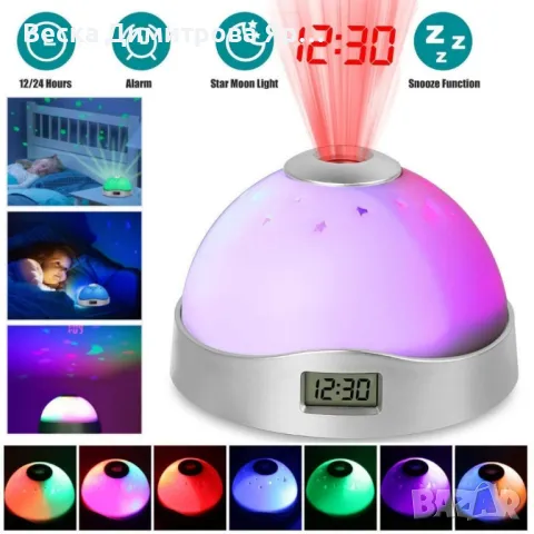 Детска лампа с прожектор „Нощно небе“ – магическа светлина и часовник в едно, снимка 10 - Други - 49156764