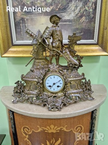 Страхотен антикварен колекционерски френски бронзов каминен часовник , снимка 6 - Антикварни и старинни предмети - 43312650