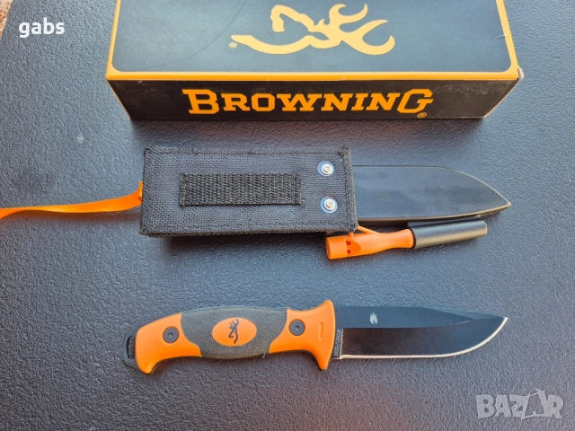 Нож BROWNING за оцеляване,кания с точило и свирка, снимка 3 - Ножове - 51784694