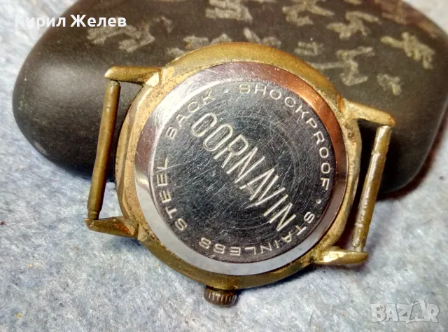 CORNAVIN 17 JEWELS SHOCKPROOF Стар РУСКИ ЧАСОВНИК със СЛЕДИ от ПОЗЛАТА КОРНАВИН Рядък СССР 28036, снимка 2 - Антикварни и старинни предмети - 48275489