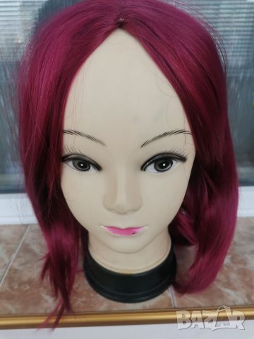 Нова  права червена перука БОБ без бретон - 35см- мод.96, снимка 2 - Аксесоари за коса - 23030464