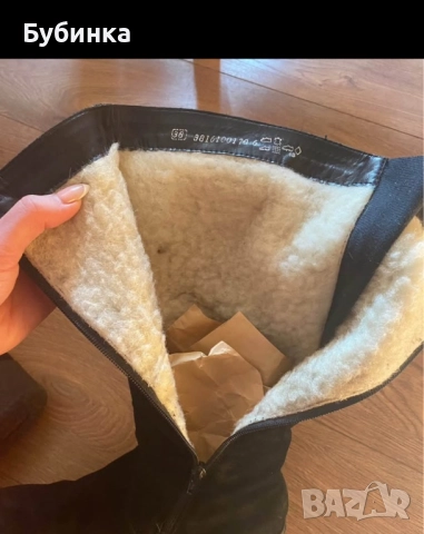 Дамски ботуши от естествен велур/Rieker, снимка 4 - Дамски ботуши - 52731037