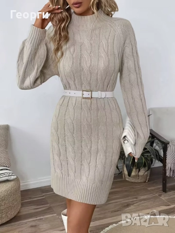 Плетена зимна рокля, р-р L+, снимка 3 - Рокли - 52746384