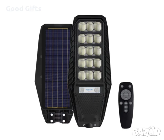 Соларна улична LED лампа 300W с дистанционно управление, сензор за движение и монокристален панел, снимка 2 - Соларни лампи - 51261777
