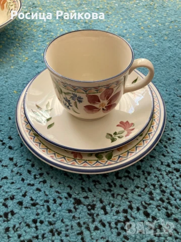 Винтидж Комплект чаши и чинийки Calypso , снимка 2 - Други стоки за дома - 48494329