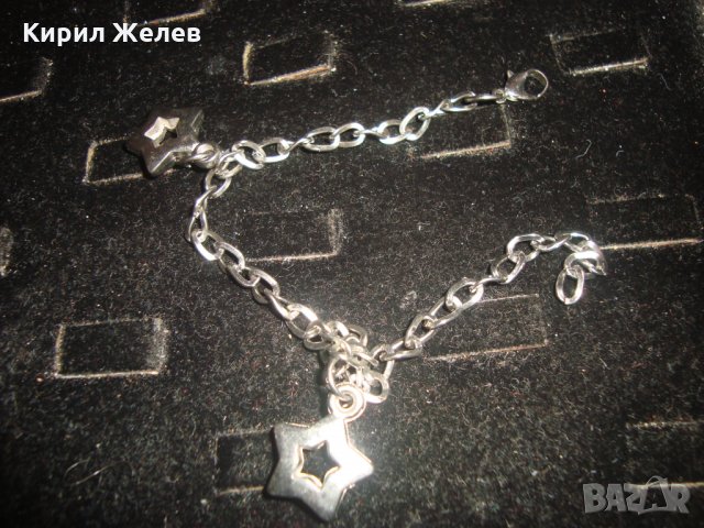 ПОСРЕБРЕНА ГРИВНИЧКА със ЗВЕЗДИЧКИ 20673, снимка 3 - Гривни - 32239630
