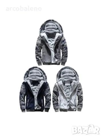 Мъжко яке с топла подплата с цип в маскировъчен цвят, 3цвята 