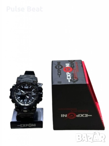 Водоустойчив спортен дигитален часовник EXPONI "Двоен екран,подсветка,аларма, хронометър и др. , "