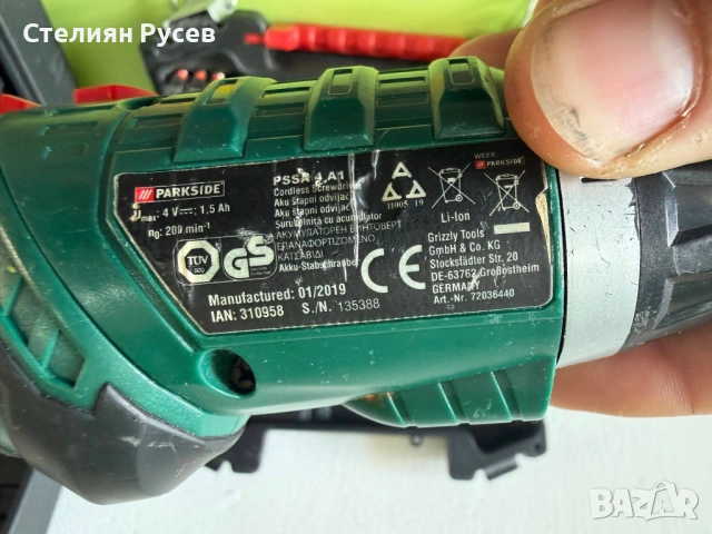 200211  Безжична отвертка PARKSIDE PSSA 4 A1 цена 20 евро или 39,12 лева    д+ - състояние използван, снимка 2 - Винтоверти - 53562664