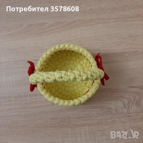 Ръчно изплетена кръгла кошница , снимка 5 - Декорация за дома - 40452974