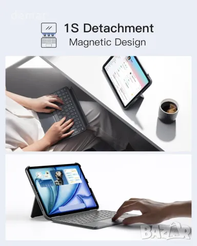 Калъф с клавиатура Inateck iPad 10th Gen 2022 10,9 инча, iPad Air 6 2024 11 инча/Air 5/4 Gen, снимка 5 - Таблети - 47282523