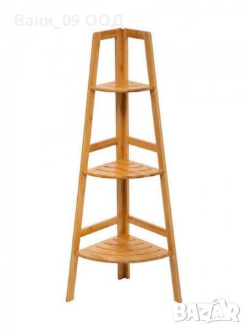 103см Висока ъглова бамбукова етажерка за баня
