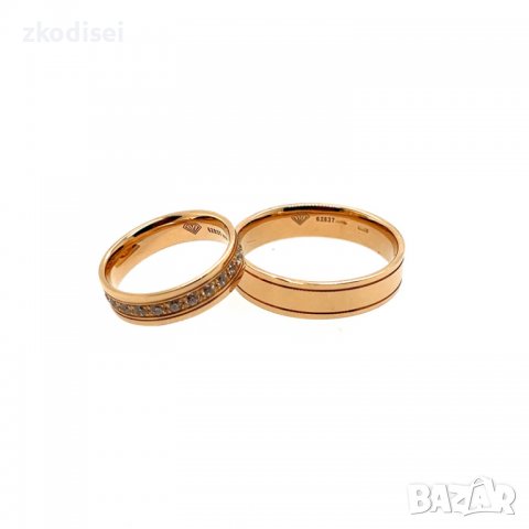 Златен пръстен брачна халка 7,80гр. размер: 74 14кр. проба:585 модел:4520-3, снимка 3 - Пръстени - 37717781