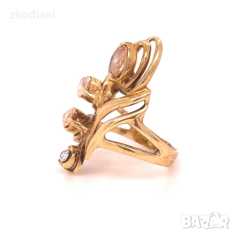 Златен дамски пръстен 5,40гр. размер:49 14кр. проба:585 модел:14961-1, снимка 2 - Пръстени - 52629522