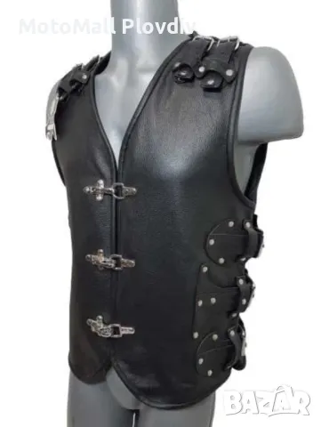 елек Рокерски кожен елек motomall 2019! кожа рокер чопър мото мотор, снимка 2 - Аксесоари и консумативи - 49206380