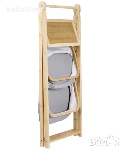 Сгъваема бамбукова етажерка за играчки:45.5х107 см. детска етажерка, снимка 5 - Мебели за детската стая - 50436833
