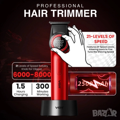 Професионален комплект за бръснене VGR V-001PRO и V-977 – максимална прецизност и мощност в едно, снимка 3 - Тримери - 52125802