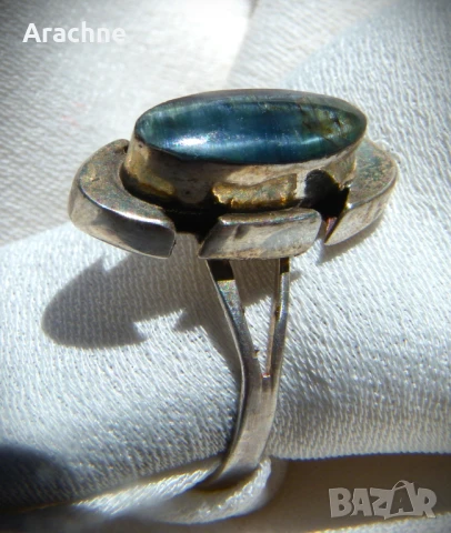 Сребърен ръчнокован дизайнерски пръстен с лабрадорит,Mariana Llanes,Мексико, снимка 6 - Пръстени - 50494415