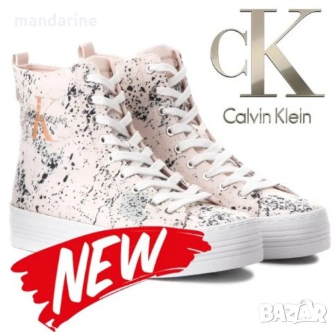 ПРОМО 🍊 CALVIN KLEIN 🍊 Оригинални кецове в бледо розово и черно № 38 нови с кутия, снимка 10 - Кецове - 28776314
