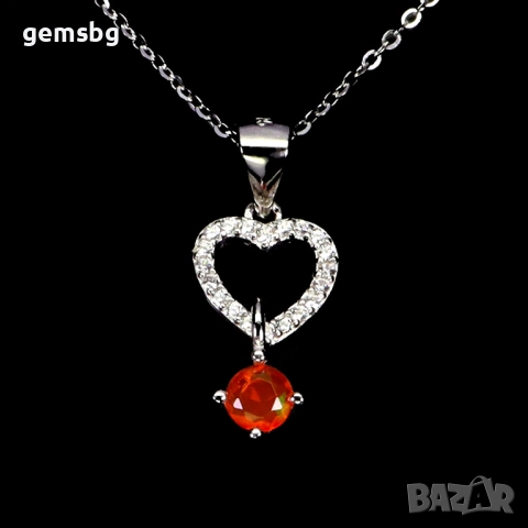 Висулка с оранжев огнен опал и цирконий