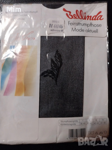 44/46 Черен чорапогащник с фигура в долната част , снимка 2 - Бельо - 52797074