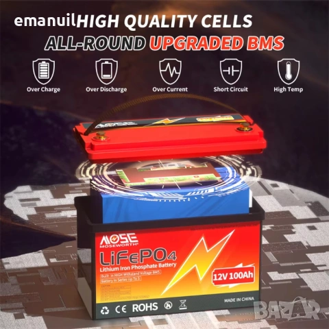 LiFePO4 LiitoKala 12V 24V 36V 48V 6-200A UPS POWER BANK Aкумулатор кемпер солар, снимка 11 - Други машини и части - 31267022