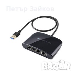 USB 3.1 към 4-портов Gigabit интернет адаптер, снимка 1 - Друга електроника - 43061319