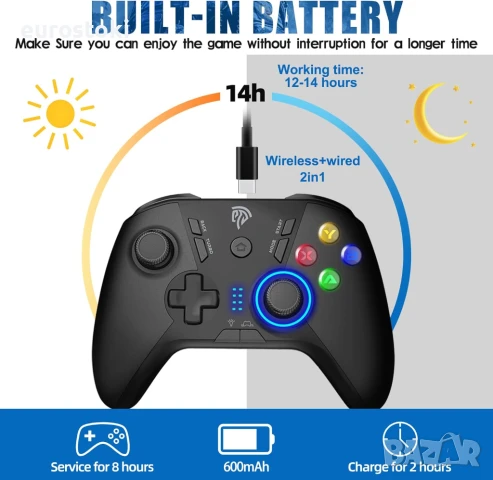 Безжичен геймърски контролер EasySMX ESM 9110 за Windows PC/Steam Deck/PS3/Android TV BOX, снимка 8 - Други игри и конзоли - 51344092