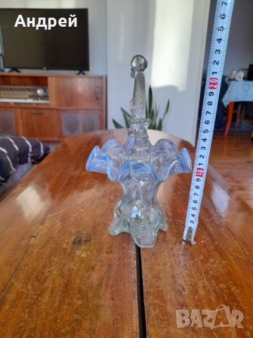 Стара стъклена ваза кошница, снимка 2 - Други ценни предмети - 43007940