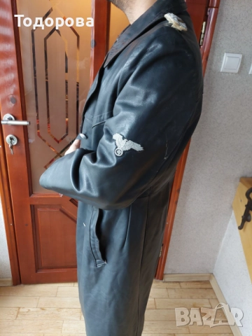 Schwarzer SS-Trenchcoat ww2(кожено военно палато на немски офицер), снимка 11 - Антикварни и старинни предмети - 52181408