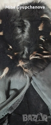 черно дълго палто животински материял, снимка 3 - Палта, манта - 52910497