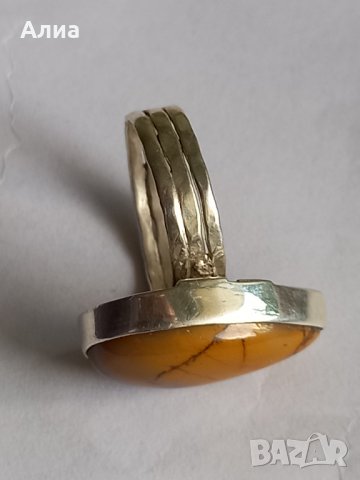 Пръстен сребро проба 925 с мокаит,  кианит, снимка 5 - Пръстени - 21216734