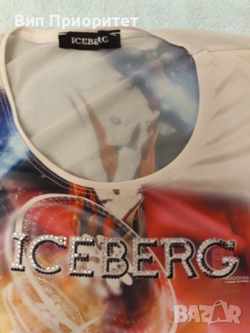 Маркова блуза ICEBERG без ръкав, сюрпризен принт-експресия, безкрайно фина, прохладна дишаща материя, снимка 4 - Тениски - 37258266
