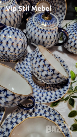 Сервзи за кафе/чай ЛФЗ кобалтова мрежа , снимка 3 - Сервизи - 52677101