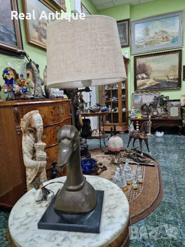 Уникална антикварна дизайнерска настолна фигурална лампа , снимка 4 - Настолни лампи - 49688012