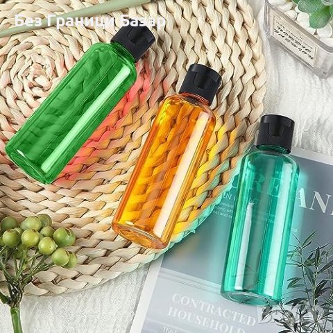 Нов комплект от 6 броя 100 мл. празни бутилки със сгъваем капак Подходящи за път къмпинг, снимка 3 - Други стоки за дома - 43116956