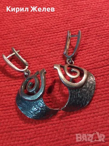 АВТОРСКИ СРЕБЪРНи ОБЕЦИ ОКСИДИРАНО ЛАКИРАНО СРЕБРО 925 Част от КОМПЛЕКТ РЪЧНА АРТ РАБОТА 46816, снимка 13 - Обеци - 46485355